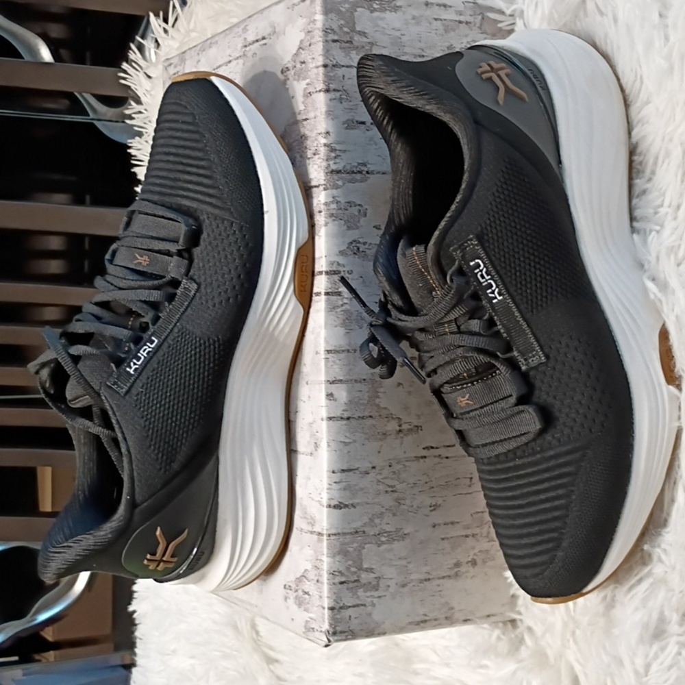 KURU Cloud Atom 2 Women's  Black & White Athletic Walking Shoes Plantar Fascitis